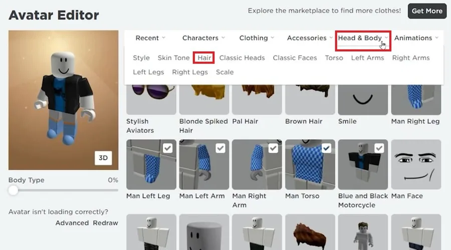 roblox wear hairstyle