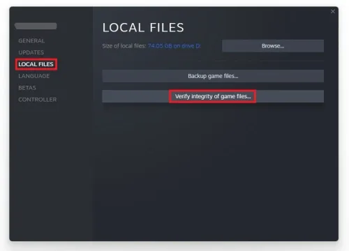 Rust Properties > Local Files > Verify Integrity