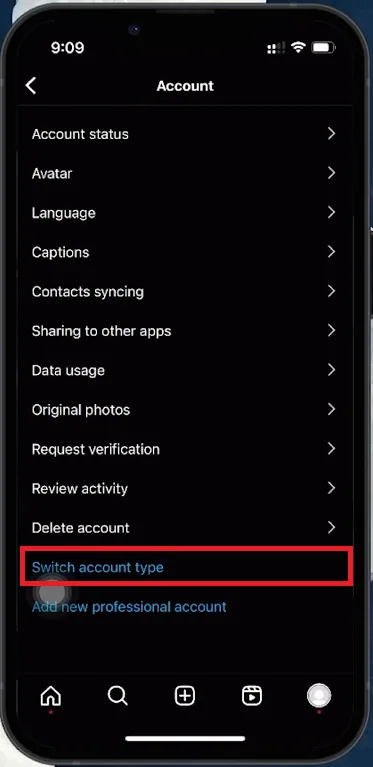 switch account type