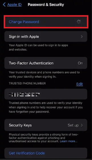 change apple ID passwords