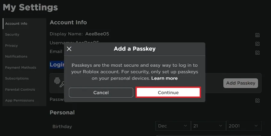 add passkey