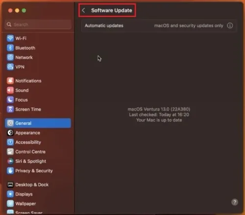 System Settings > General > Software Update