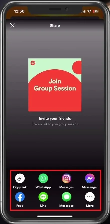Share group session link to friends
