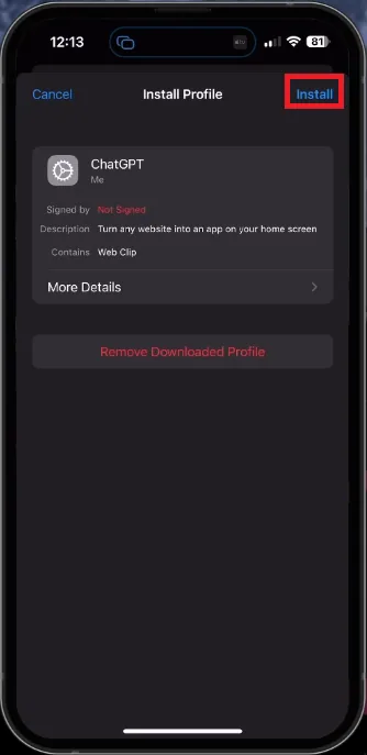install the new ChatGPT profile