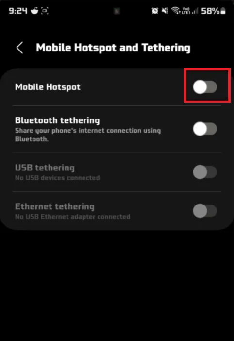 enable mobile hotspot