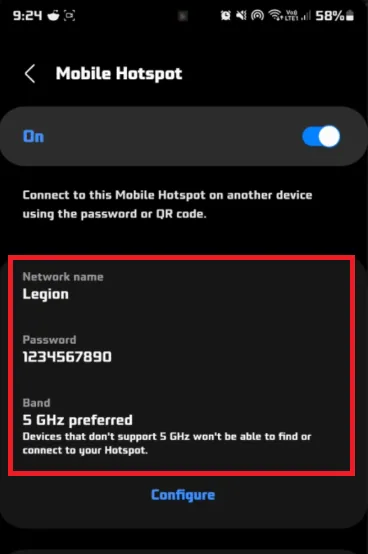 configure hotspot settings