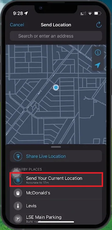 send your current location