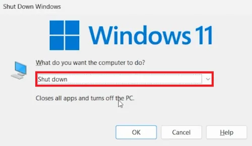 shutdown windows window