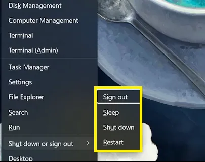 sign out