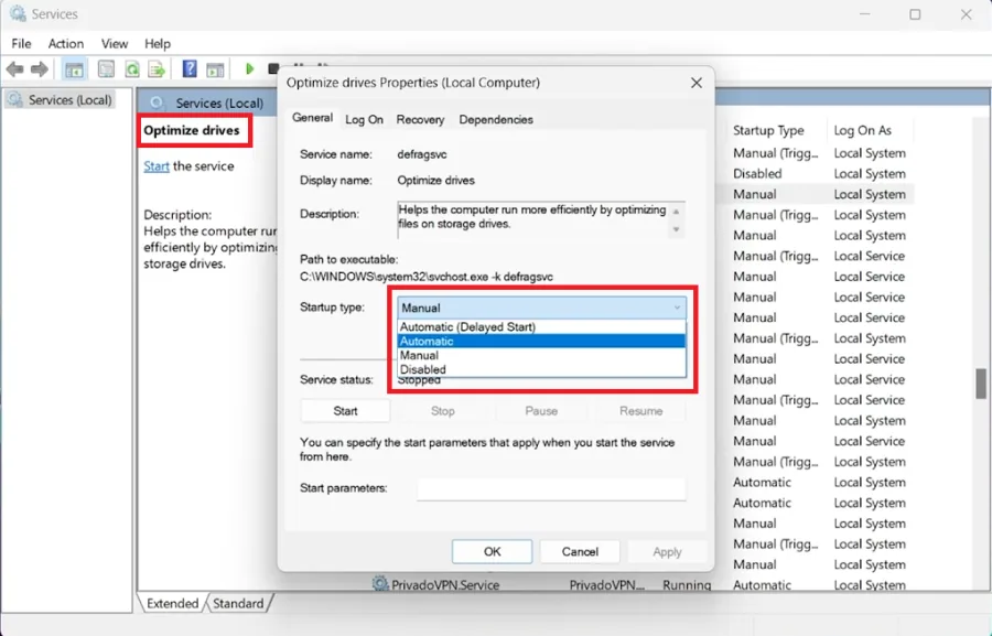 optimize drives service