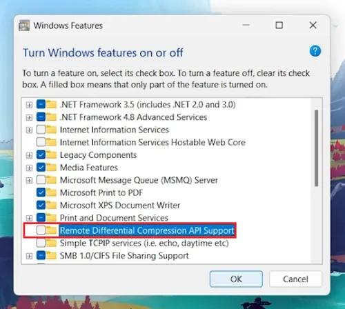 remove differential compression API support