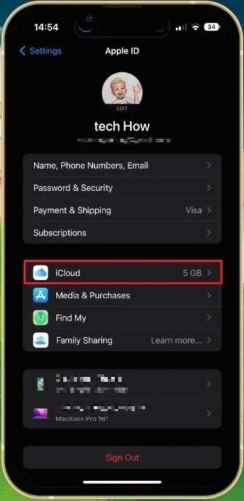 iPhone Settings > Apple ID
