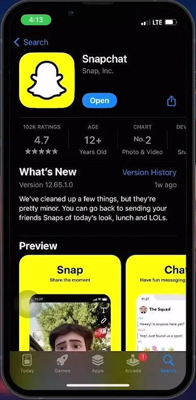 update snapchat