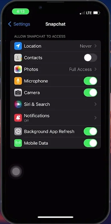 snapchat app settings