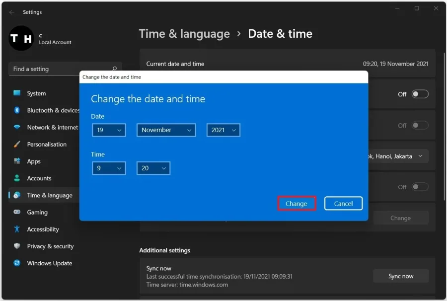 Change the date and time