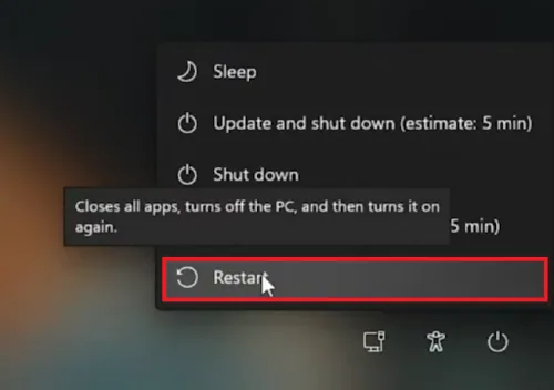 restart with shift