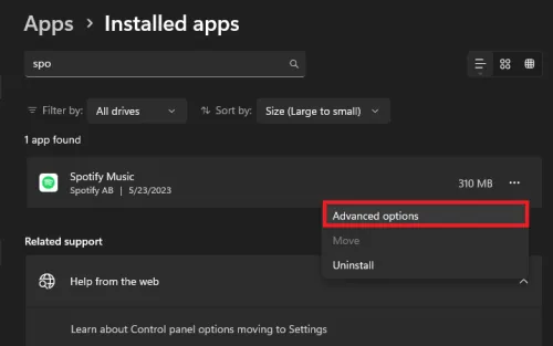 spotify advanced options