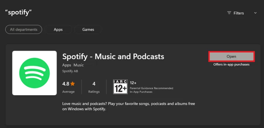microsoft store spotify