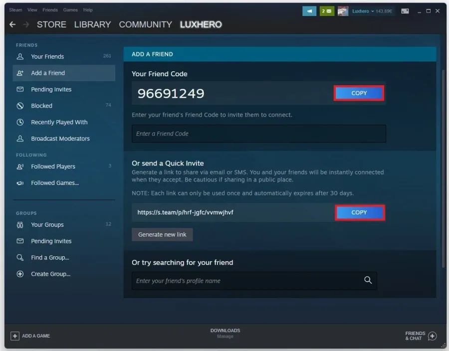 Different ways of adding friends on Steam