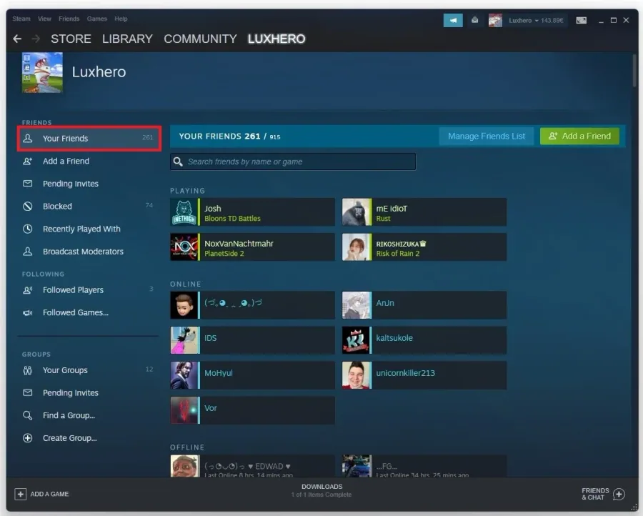 Steam Profile > Your Friends