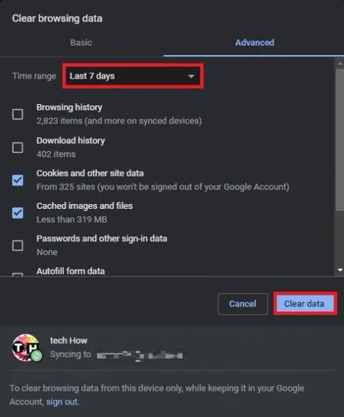 Clear browsing data