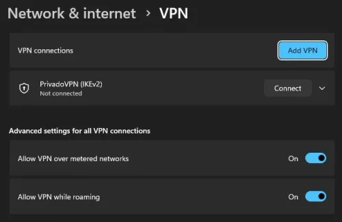 System Settings > Network & Internet > VPN