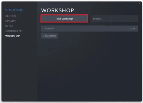 Game Properties > Workshop > Visit Workshop