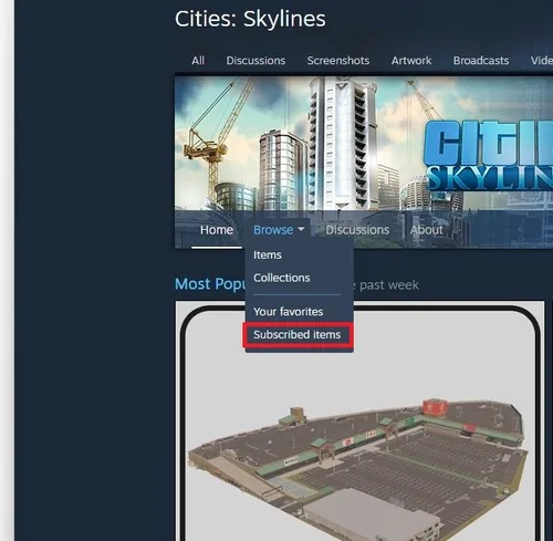 Steam Game > Browse > Subscribed Items
