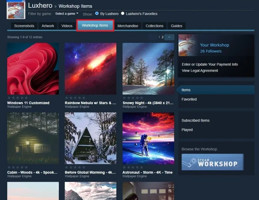 Workshop Items > Subscribed Items
