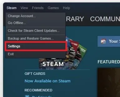 Steam > Settings