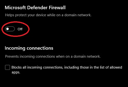 disable firewall