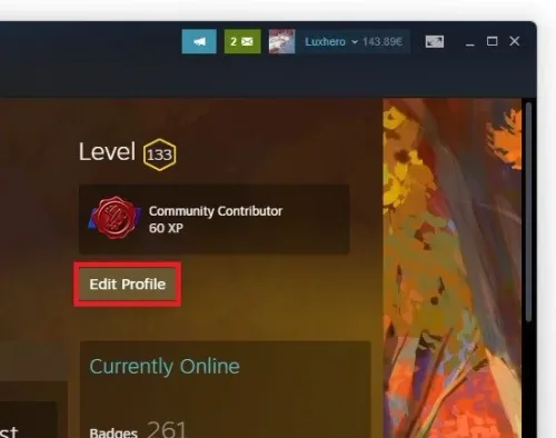 Edit Steam Profile to access your profile settings