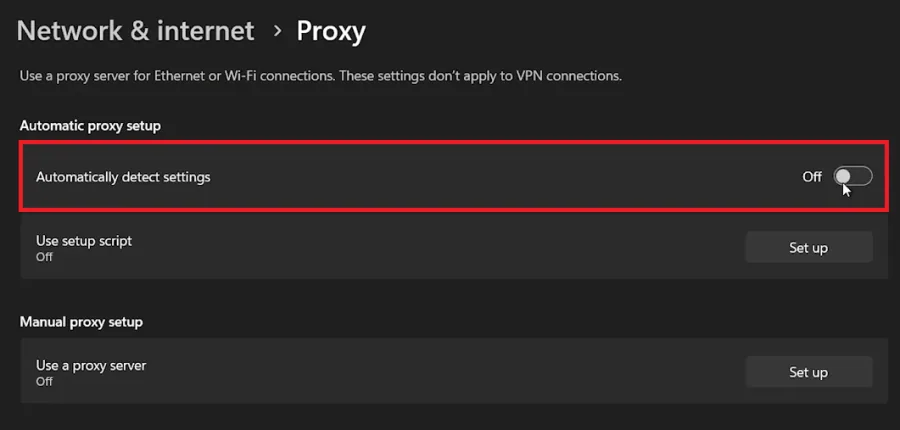 windows proxy settings