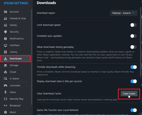 steam clear download cache