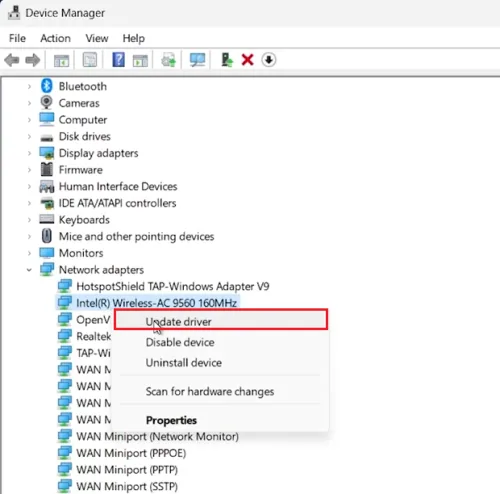update network adapter driver