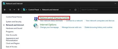 Network and Sharing Centre