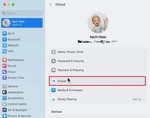 System Settings > Apple ID > iCloud
