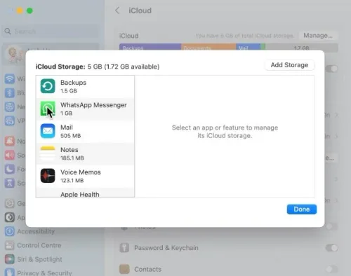 When clicking on Manage, you can see how much storage each application is using u…