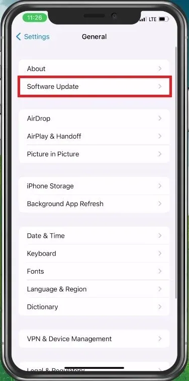 iPhone Settings > General > Software Update