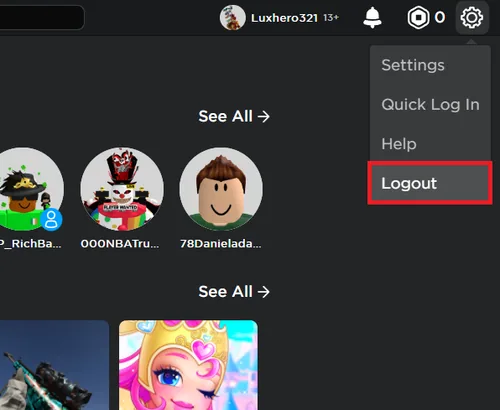 log out of account