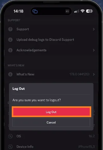 log out of discord account