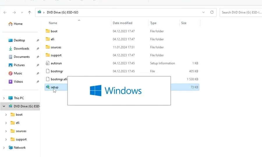 run windows setup file