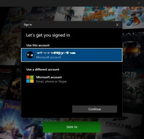 Switch Microsoft Account in Xbox App