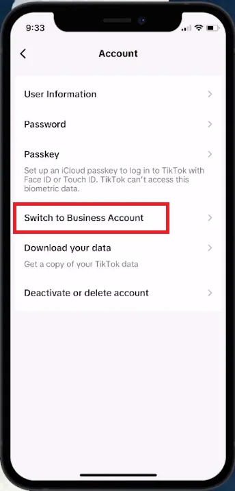 switch to business account