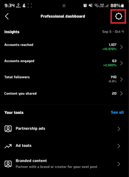 professional dashboard access settings
