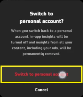 switch to personal acocunt