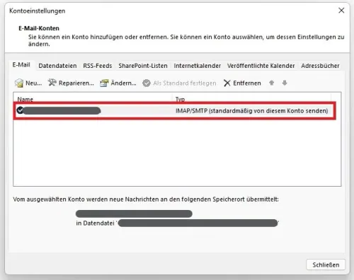 In the Accounts section, use the correct email address