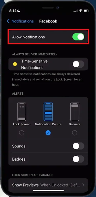 allow app notifications