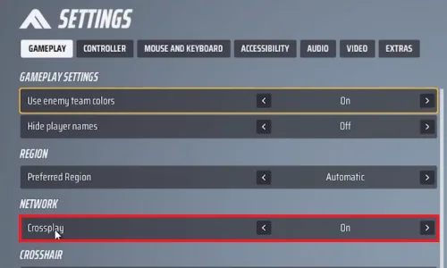 enable crossplay in the finals