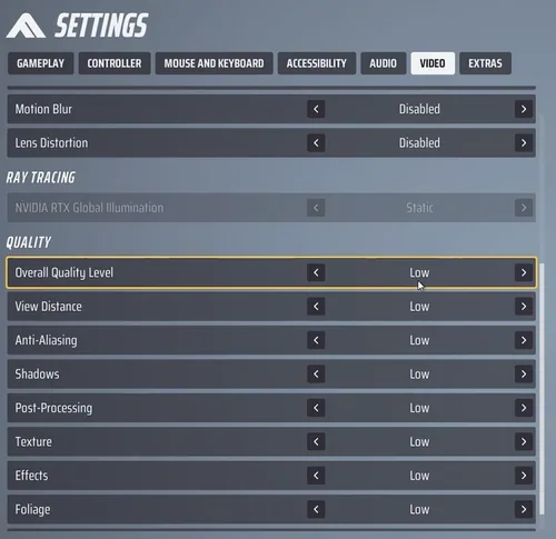 quality settings
